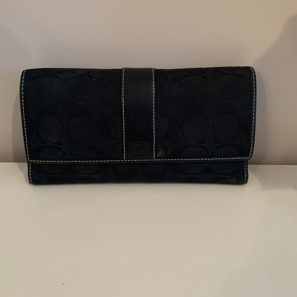 Black canvas coach wallet